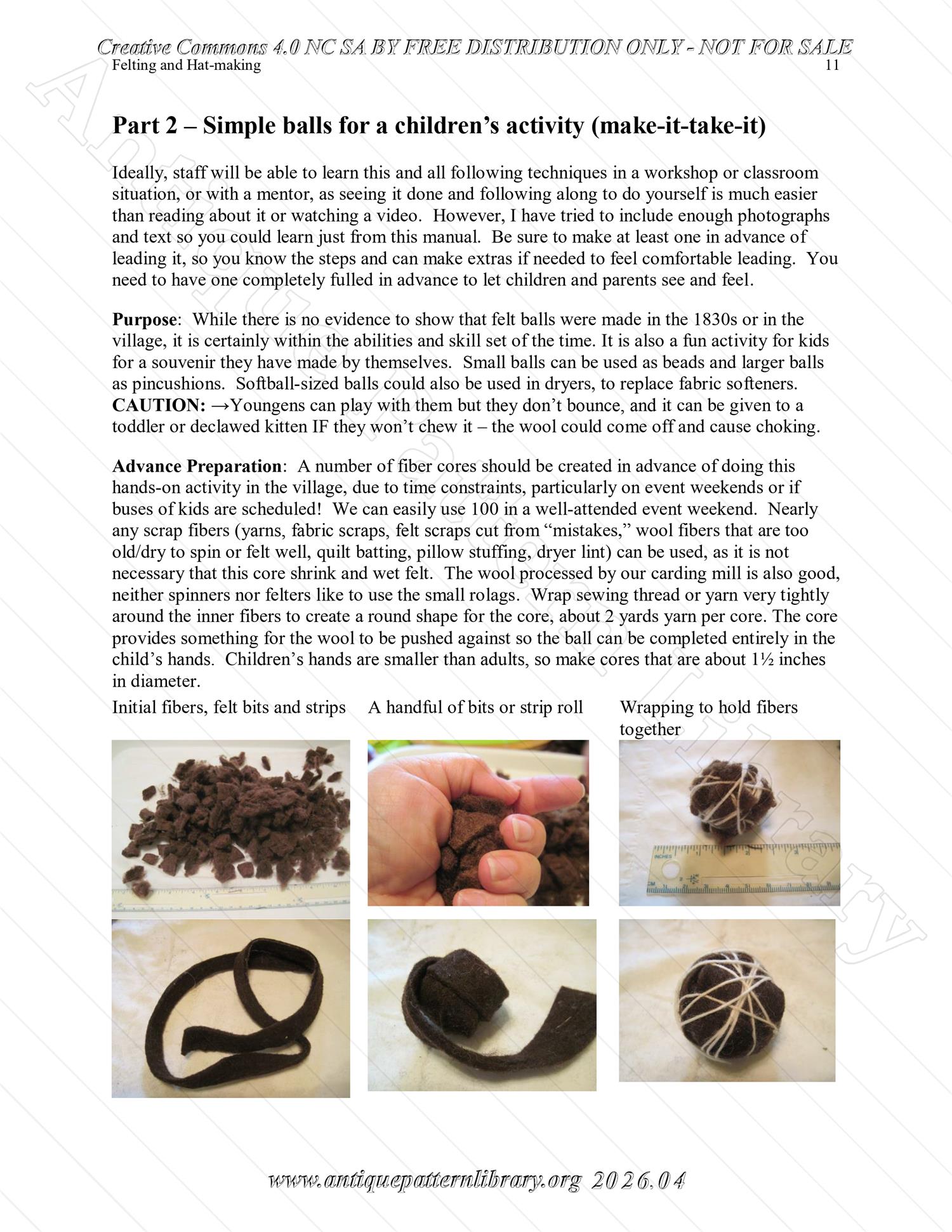 Q-HW001 Interpreting Felting and Hat-Making at Lincoln's New Salem State Historic Site (1830s)