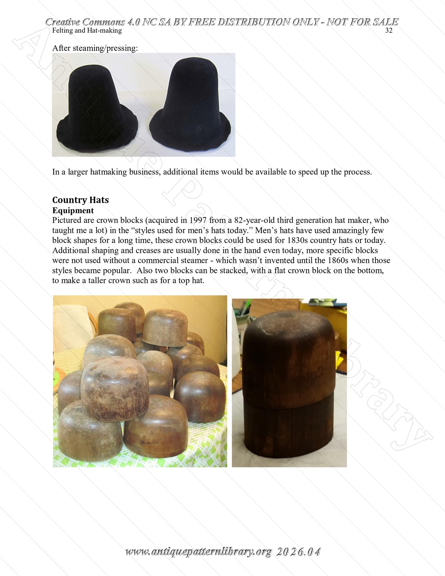 Q-HW001 Interpreting Felting and Hat-Making at Lincoln's New Salem State Historic Site (1830s)