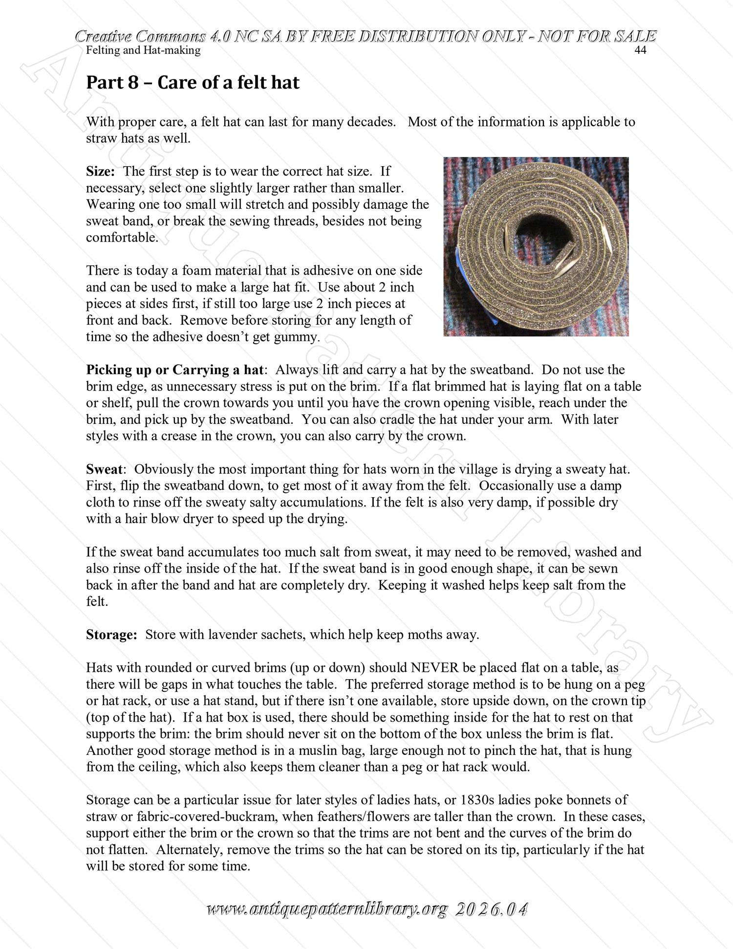 Q-HW001 Interpreting Felting and Hat-Making at Lincoln's New Salem State Historic Site (1830s)